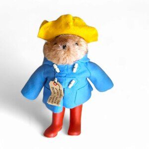 Vintage Eden 1975 Paddington Bear Plush Blue Coat Red Boots Yellow Hat 19" Tall